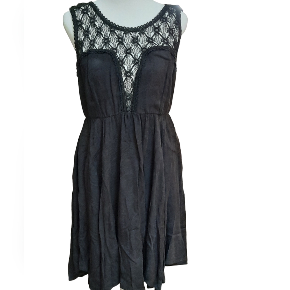 Free People Black Crochet Boho Dresz - Picture 1 of 5